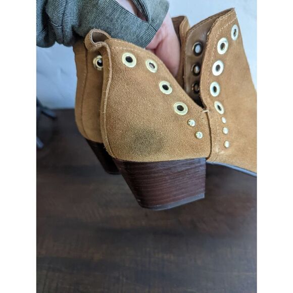 Sam Edelman Caramel Brown Grommet Studded Ankle Bootie Shoes Size 7 - Picture 5 of 11